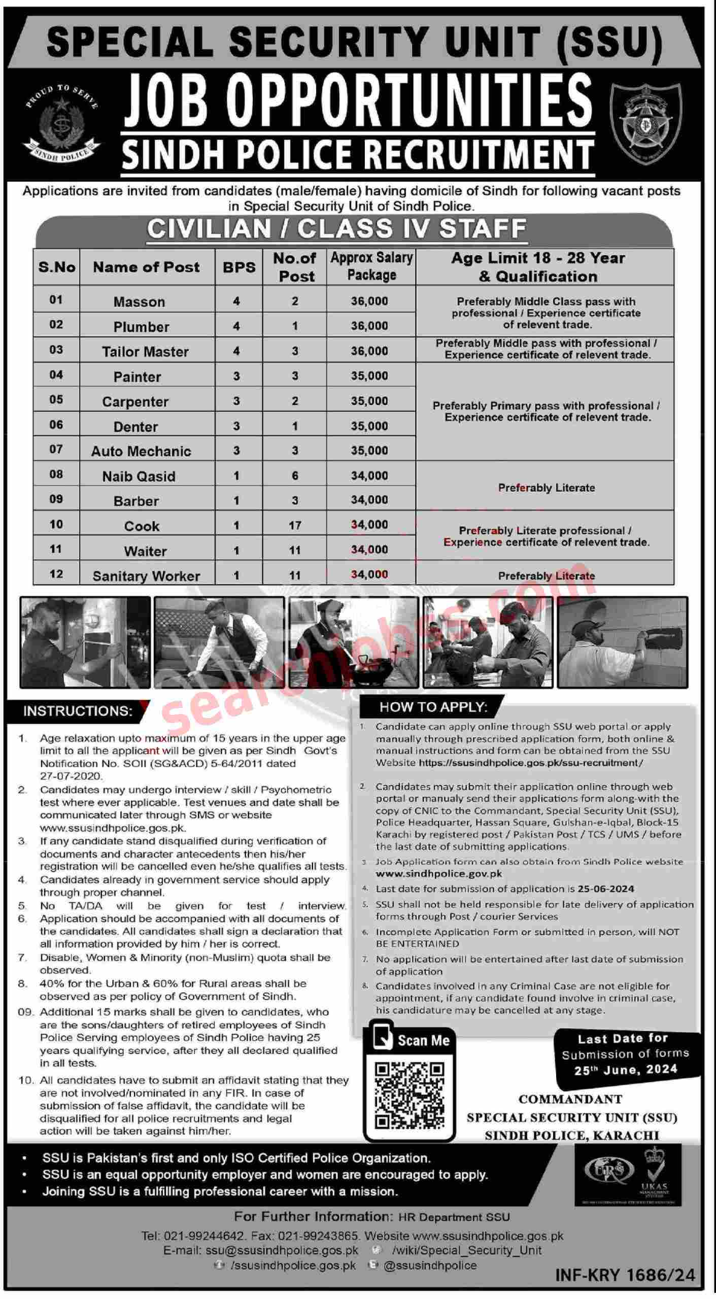 Latest Class 4 Jobs in Sindh Police June 2024 Advertisement