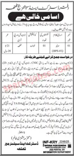 District and Session Judge Thatta Jobs July 2025