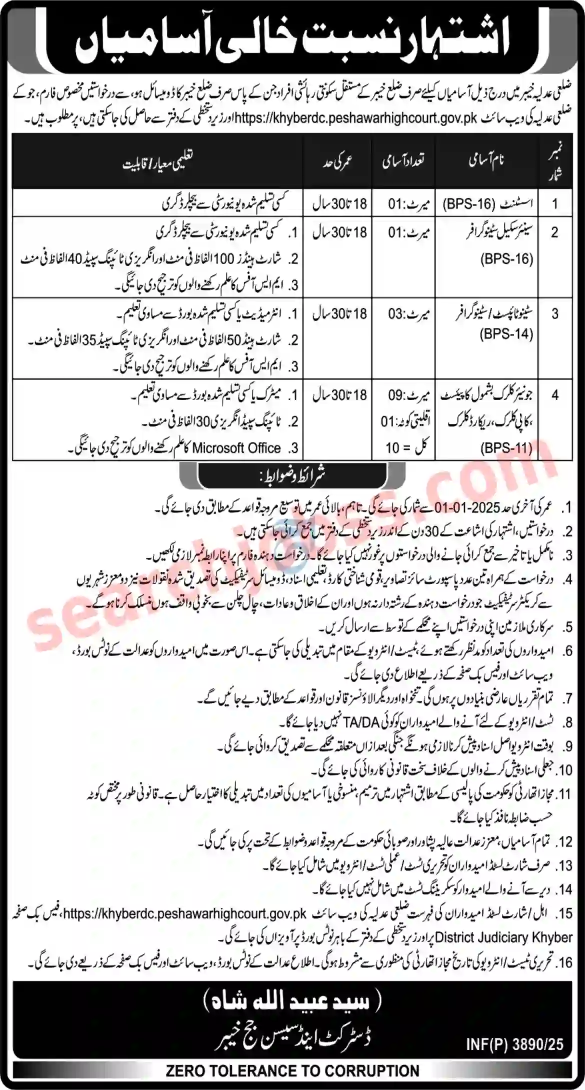 Latest District Court Khyber Jobs Sept 2025