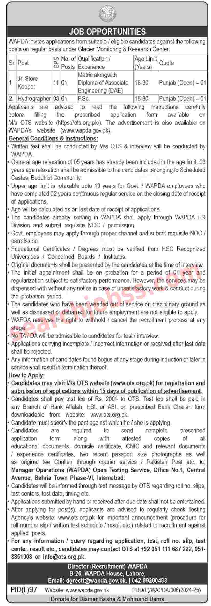 Water and Power Development Authority WAPDA Jobs 2024 Advertisement