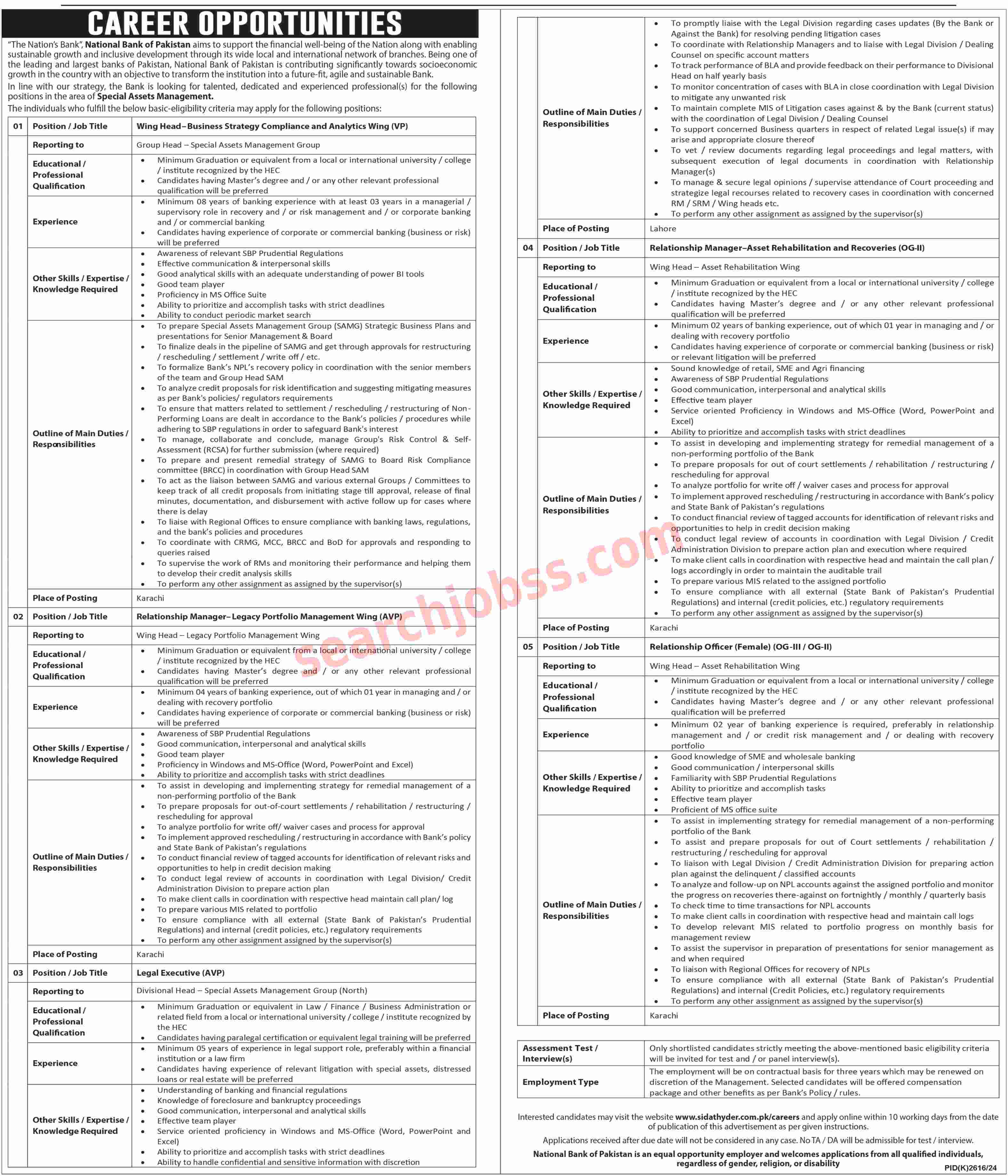 National Bank of Punjab Jobs in Karachi March 2025