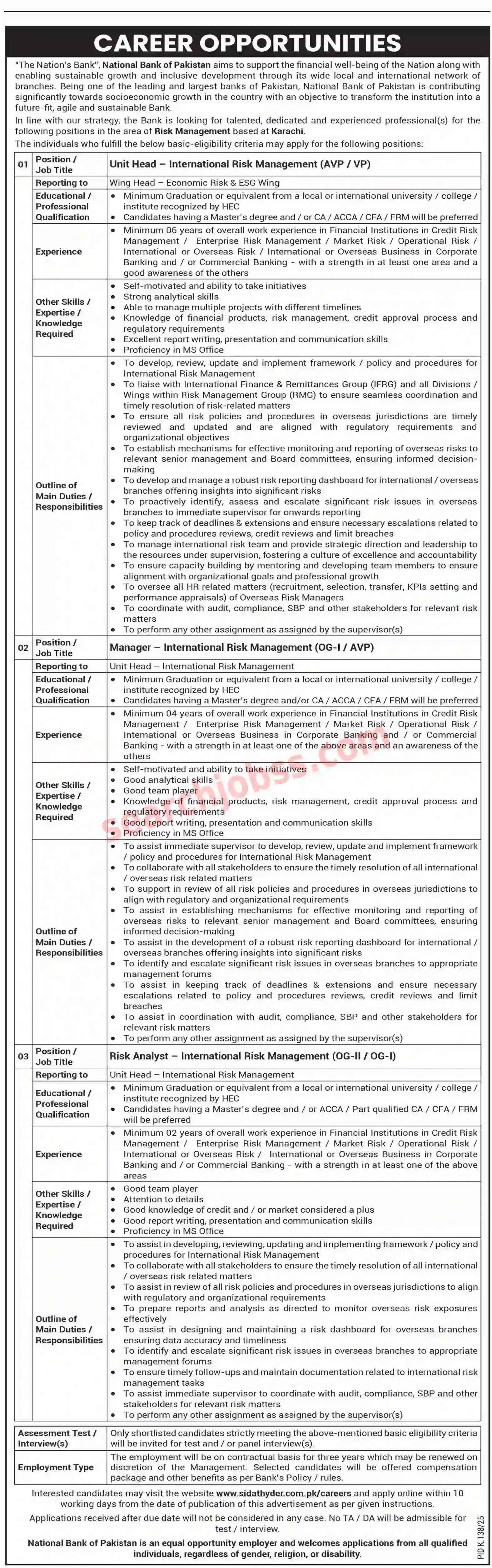 National Bank of Pakistan NBP Jobs Karachi July 2025