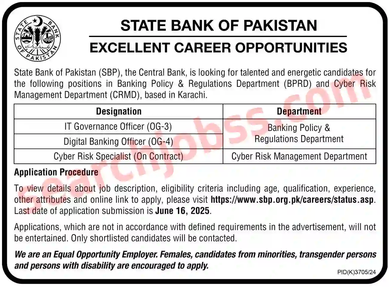 SBP State Bank Of Pakistan Jobs June 2025