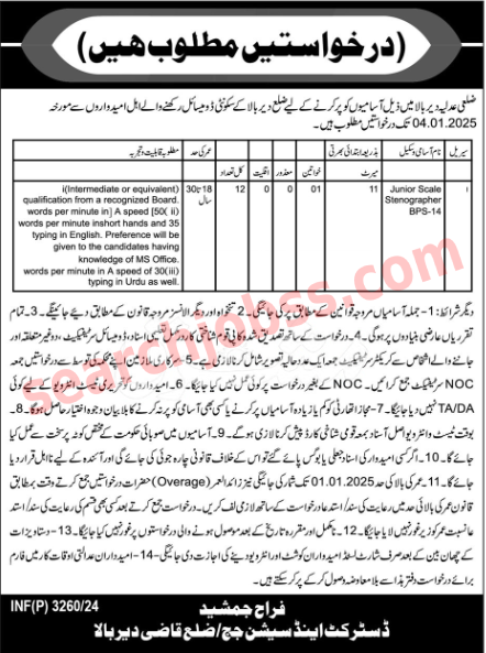 District Courts Dir Bala Jobs December 2024