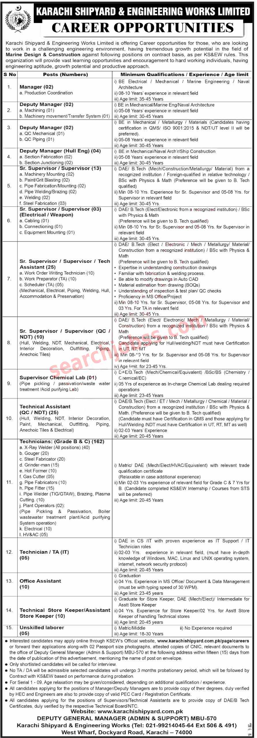 Karachi Shipyard and Engineering Works Limited Jobs June 2024 Advertisement