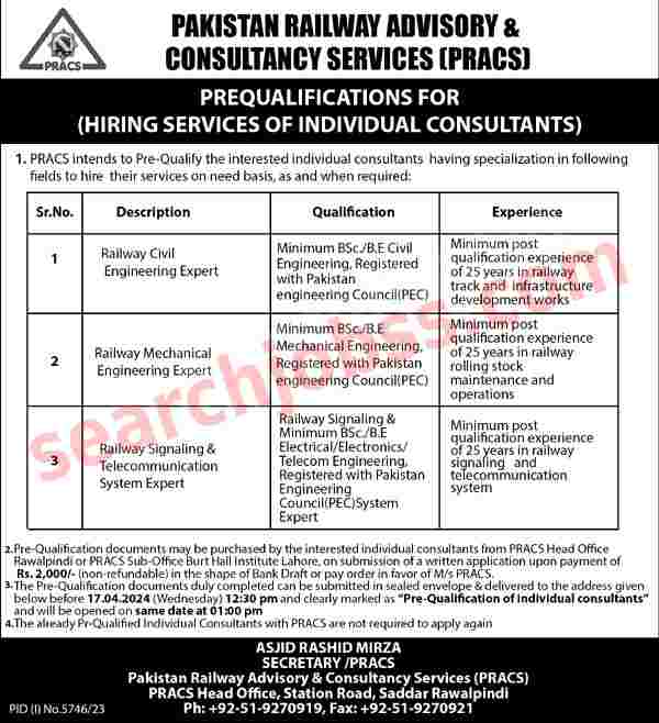 Latest Pakistan Railways Jobs in Rawalpindi April 2024 Advertisement