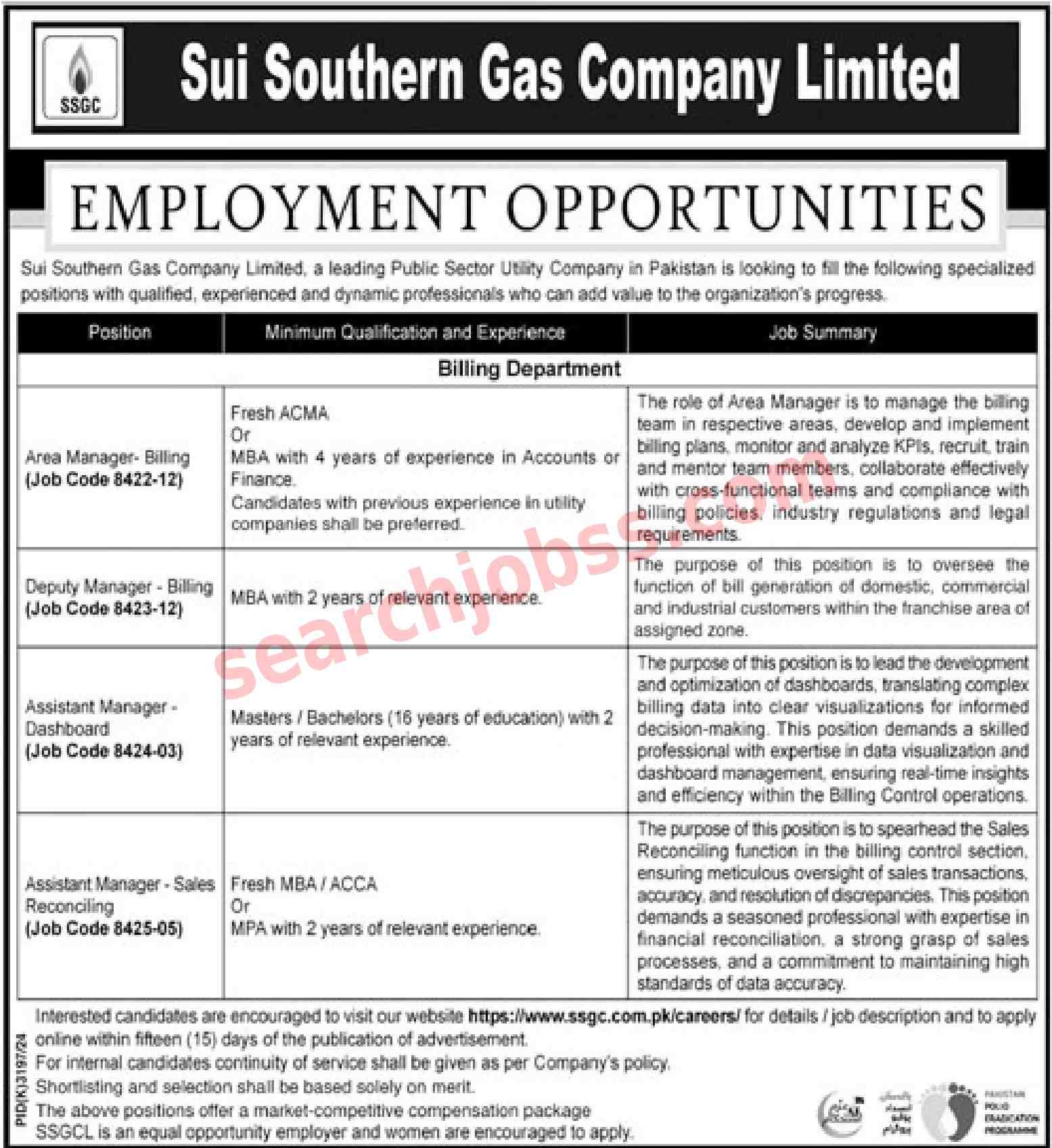 Sui Southern Gas Company SSGC Jobs in Pakistan April 2025
