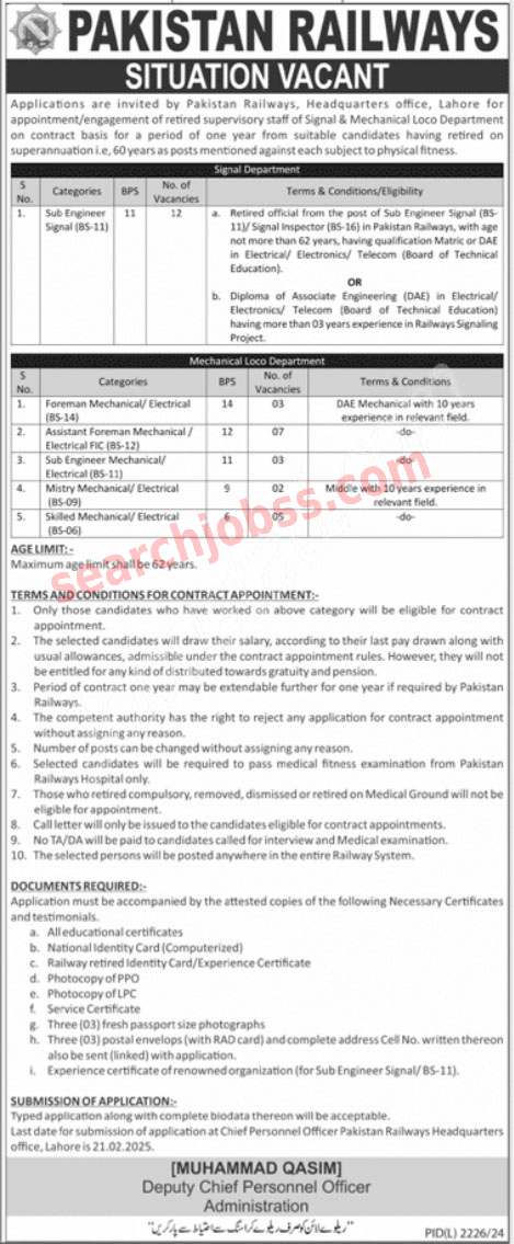 Pakistan Railways Jobs February 2025